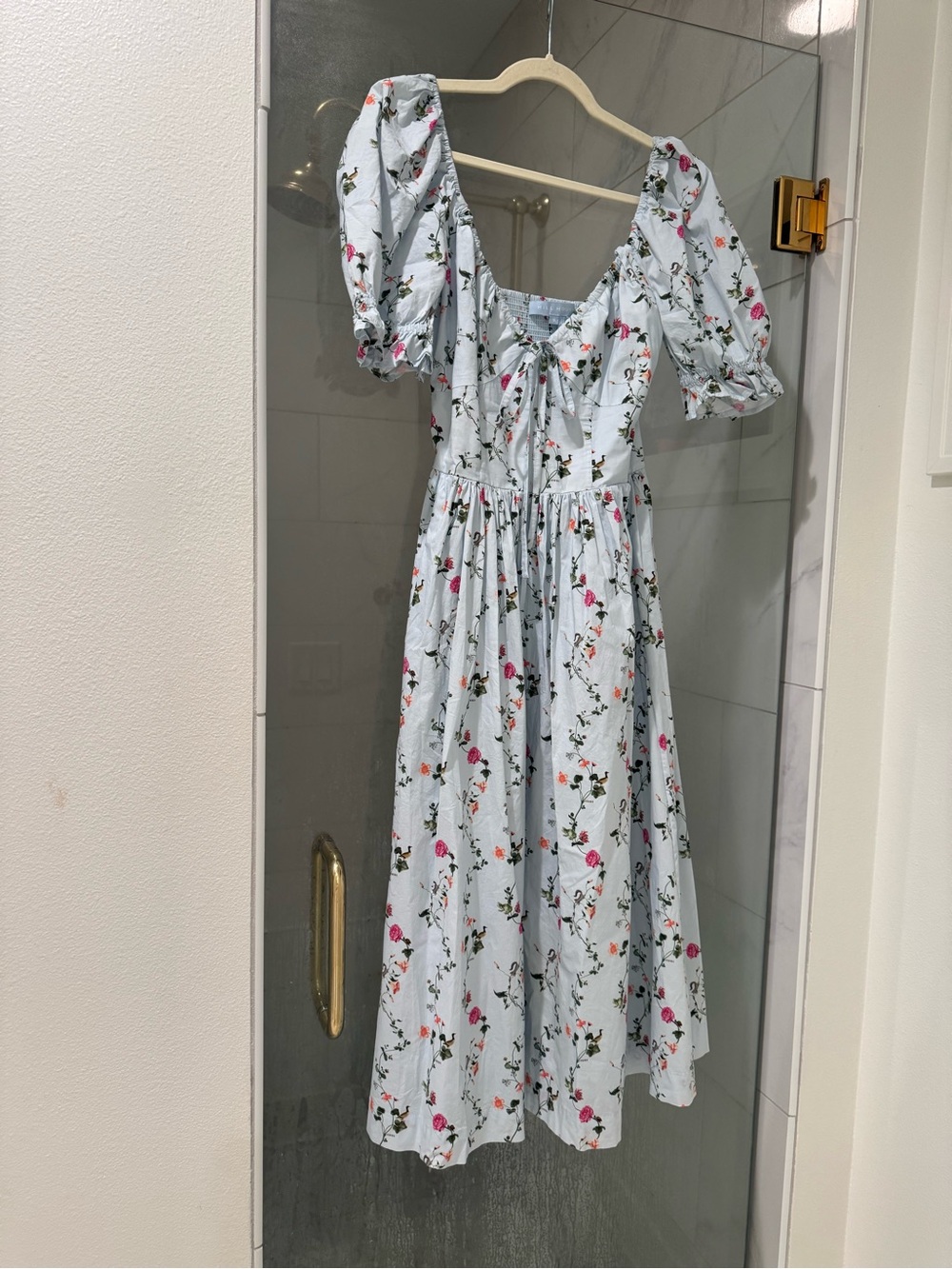Hill House Light Blue Floral Midi Dress